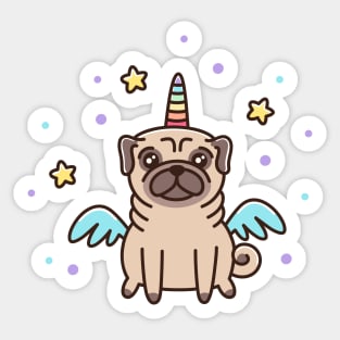 Pug dog - unicorn Sticker